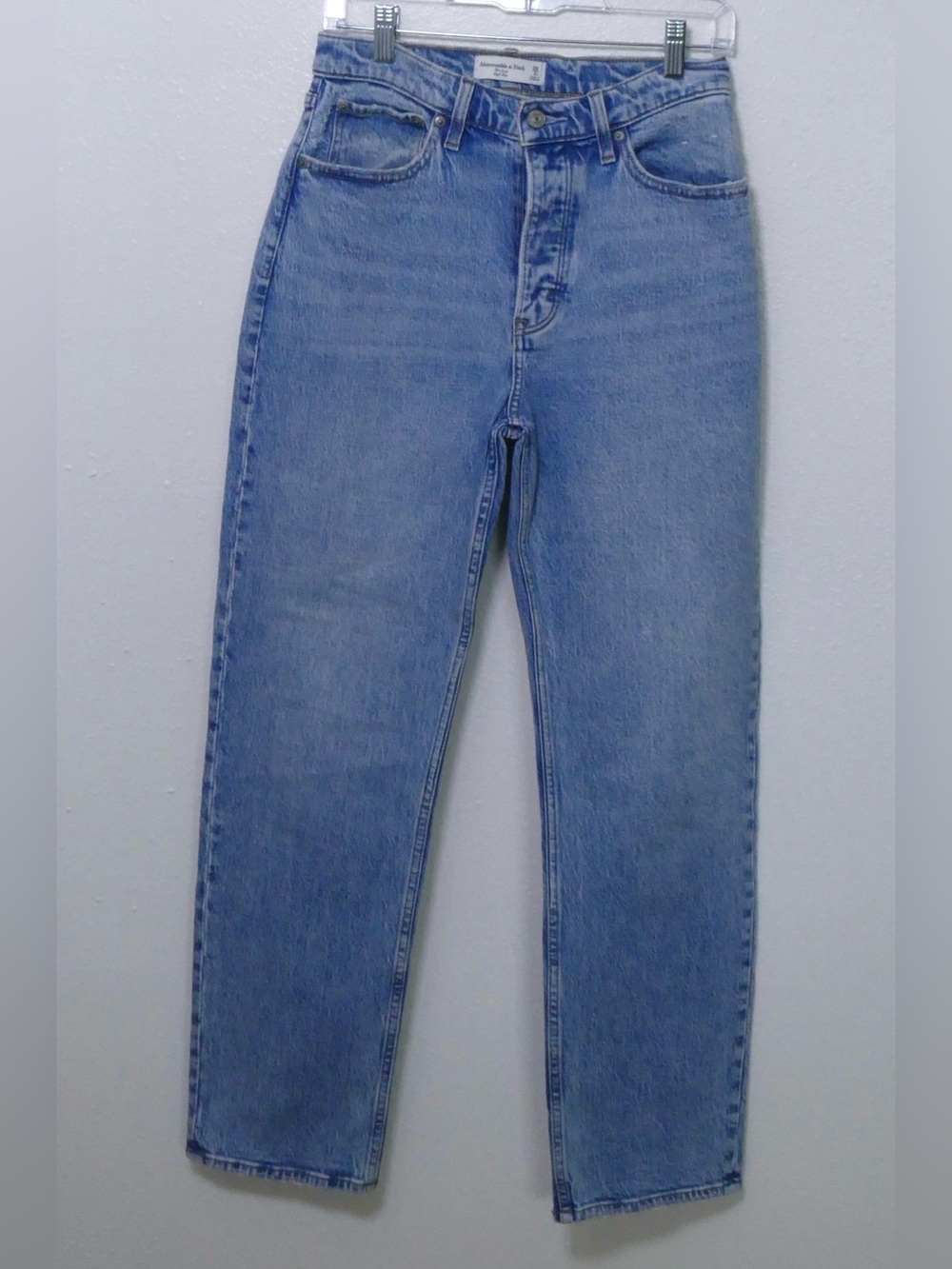 Abercrombie & Fitch The Dad High Rise Button Fly Jean 26 Light Wash Straight Leg - Picture 2 of 9